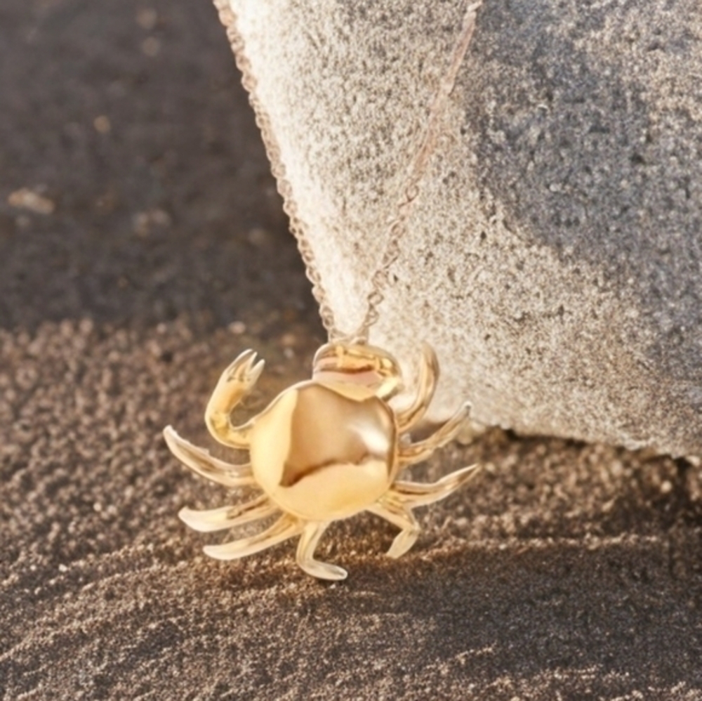 Anthropologie Gold Crab Necklace